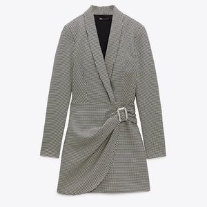 ZARA HOUNDSTOOTH BLAZER DRESS w/ Crystal buckle